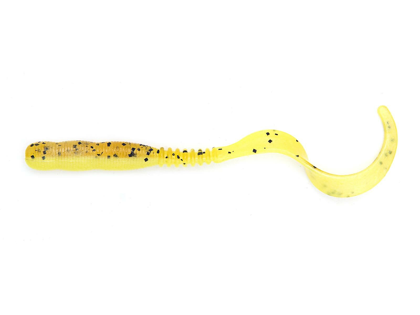 4" Curly Curly - Motoroil PP. / Chartreuse