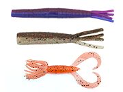 Scattered tail baits are softbaits with fringed...