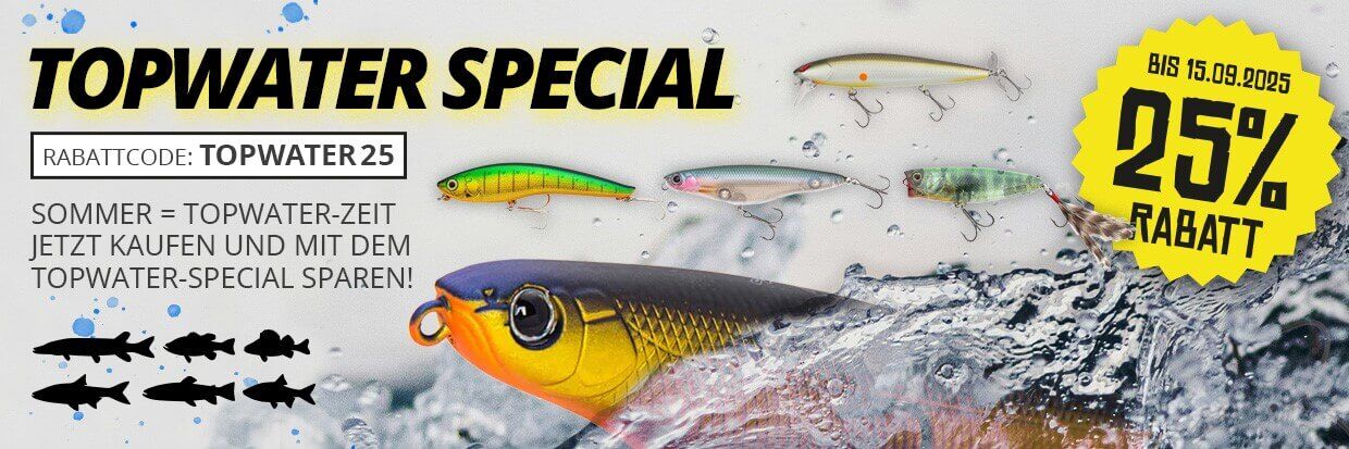 Topwater-Special 25% Rabatt auf alle Oberflächen-Hardbaits!