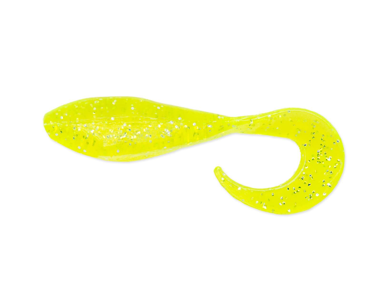 2" Curly Shad - Chartreuse Silver Glitter