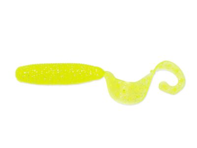 2" Fat G-Tail Grub - Chartreuse Silver Glitter