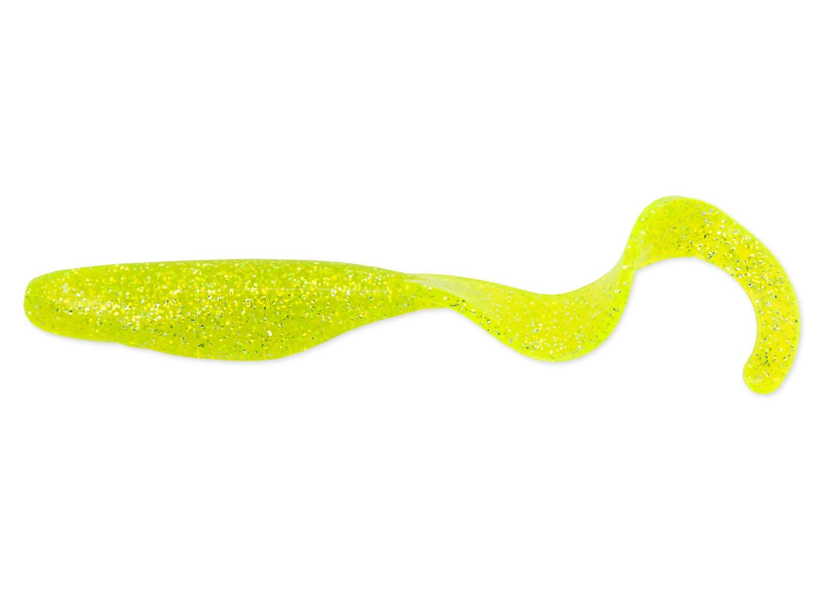 4" Curly Shad - Chartreuse Silver Glitter