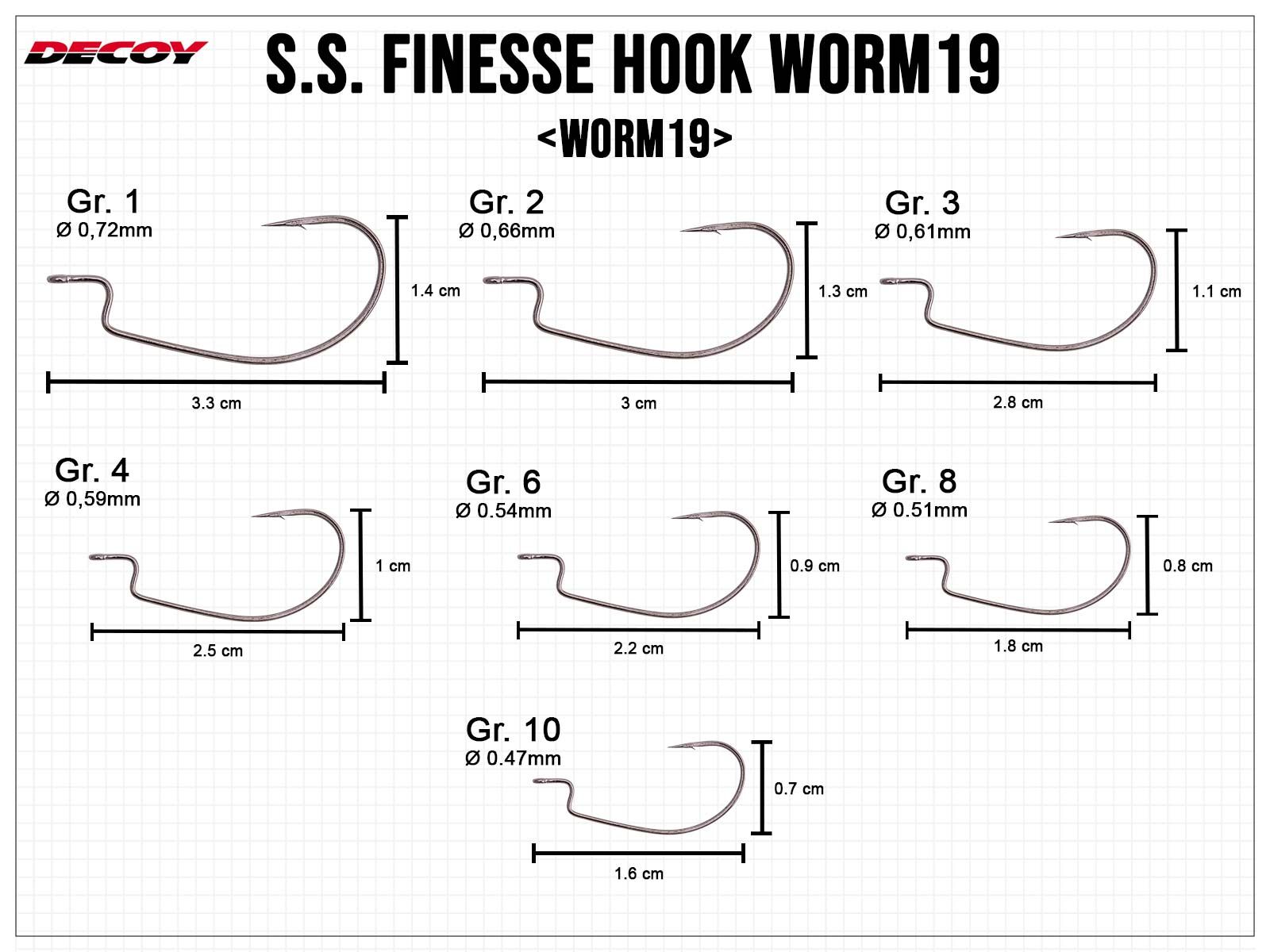 S.S. Finesse Hook Worm19 - Size 1