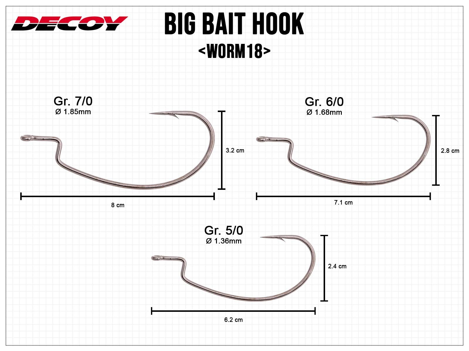 Big Bait Hook Worm18 - Size 6/0