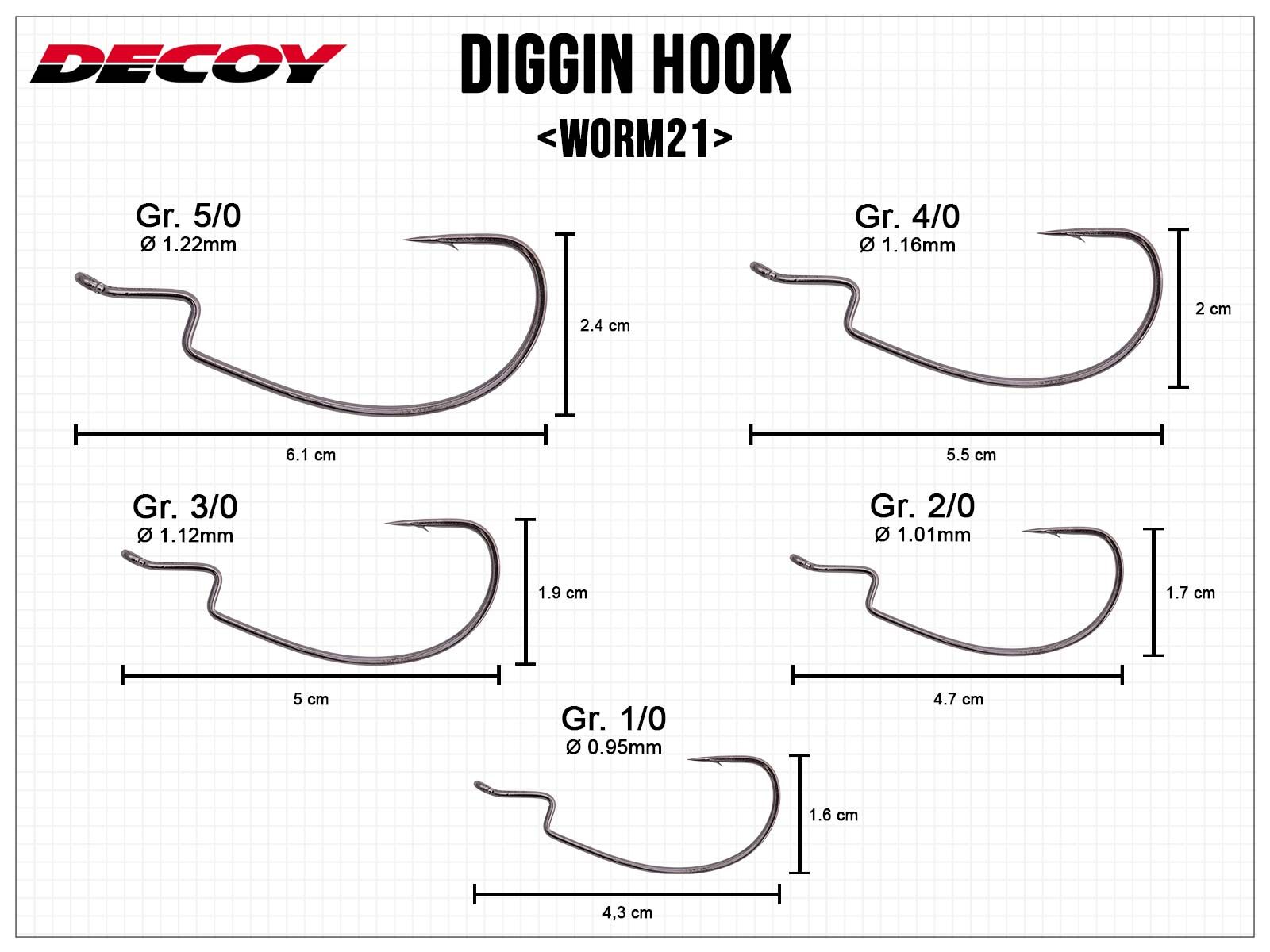 Diggin Hook Worm21 - Size 2/0