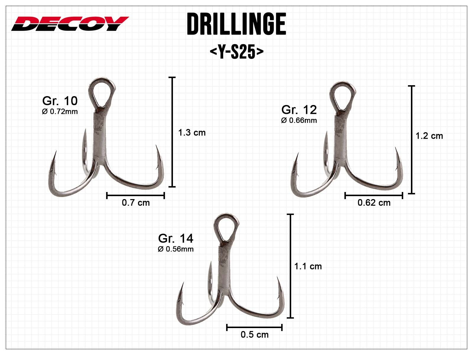DECOY Y-S25 trebles - Size 10