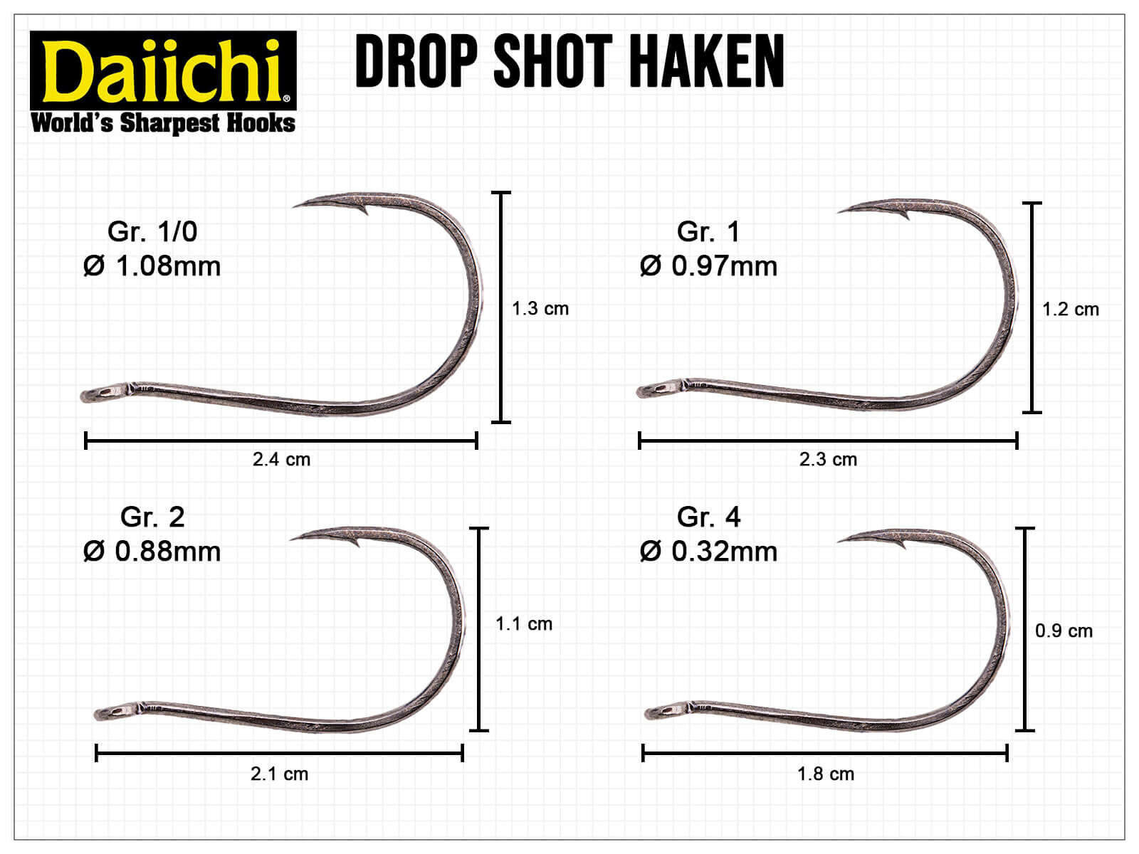 Daiichi Drop Shot Hooks - Size 4 (Black Nickel)