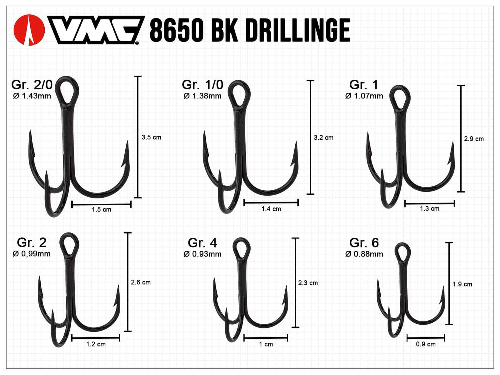 VMC 8650 BK Trebles - Size 2