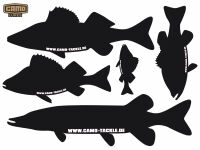CAMO-Tackle Fisch-Aufkleber - (schwarz/DIN A4)