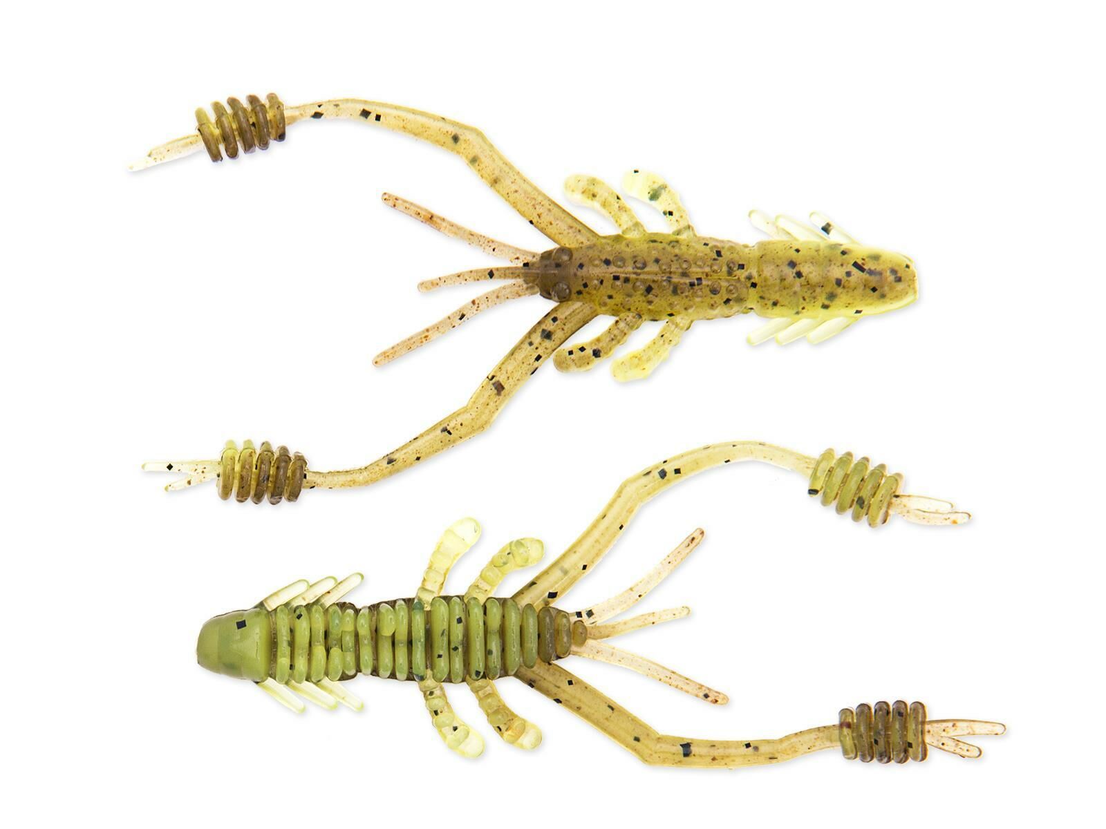 4" Ring Shrimp - Green Pumpkin / Chartreuse