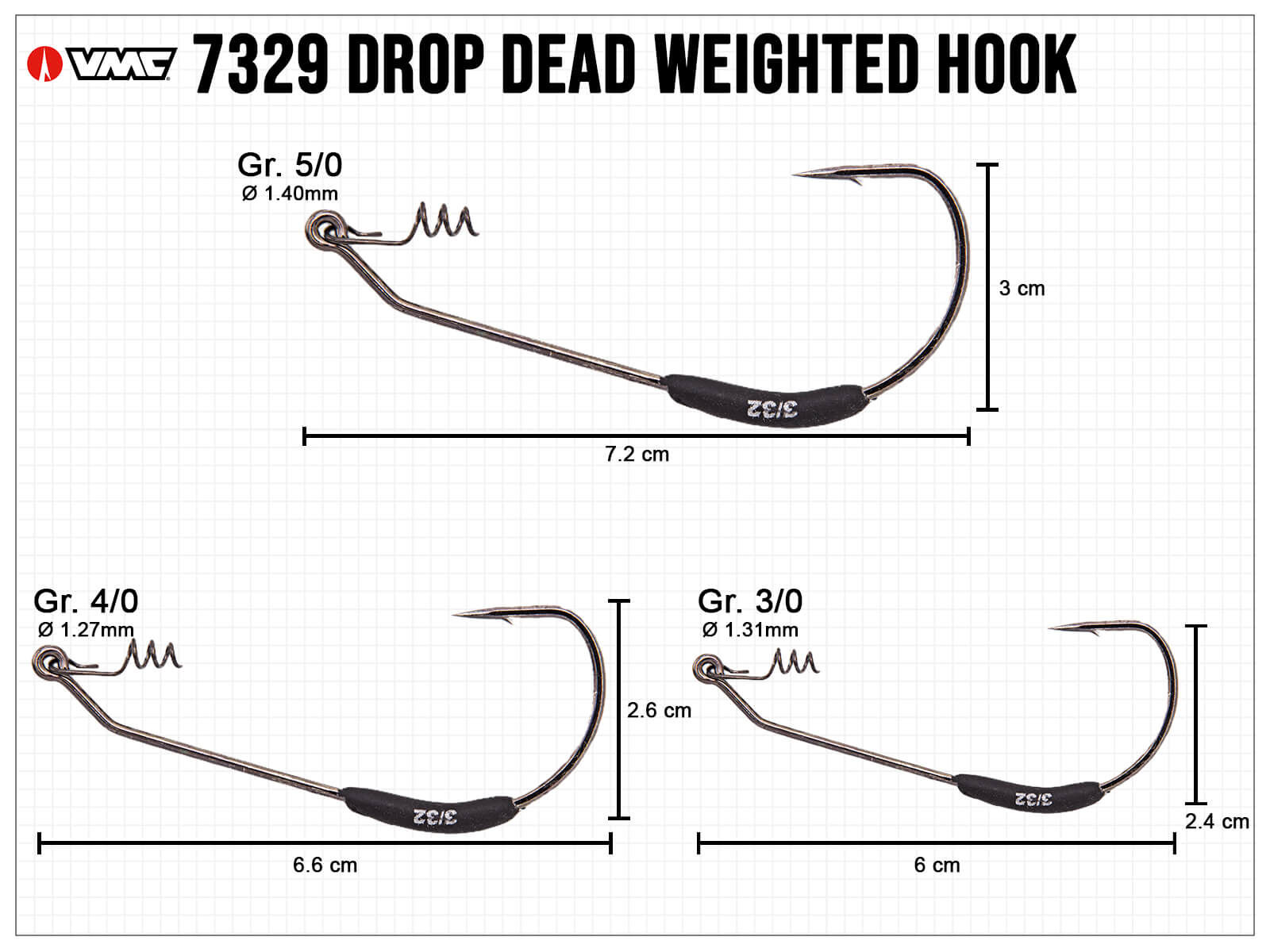 VMC Drop Dead Weighted Hooks - Size 5/0 (3.5g)