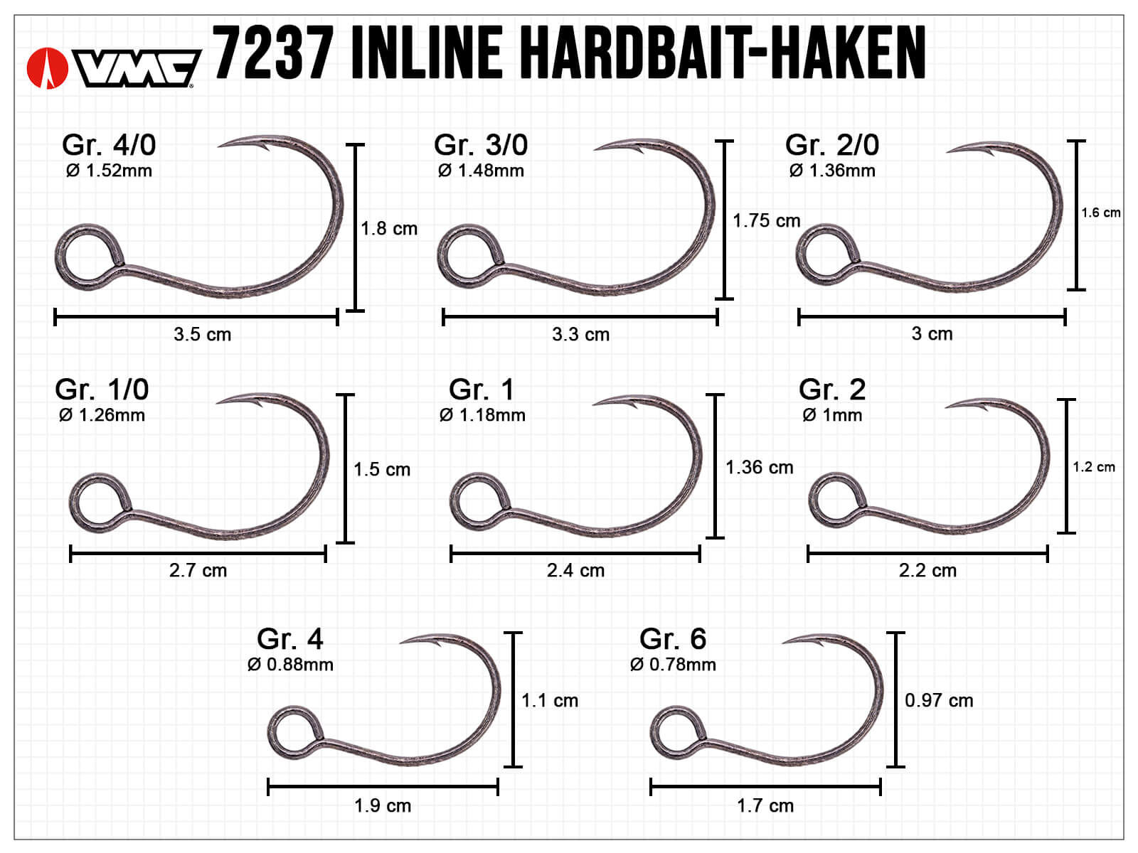 VMC Light Inline Hooks (7237) - Size 3/0