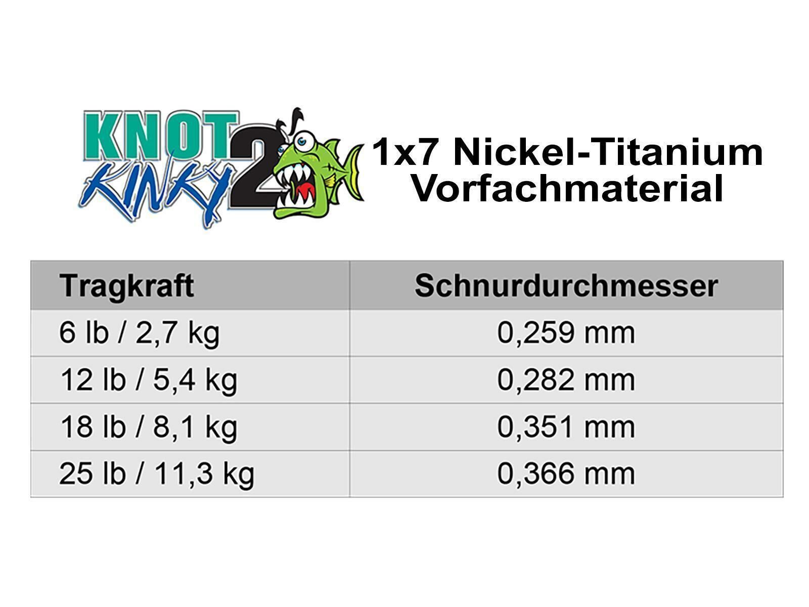3 m Knot 2 Kinky 1x7 Titanium - 6 lb