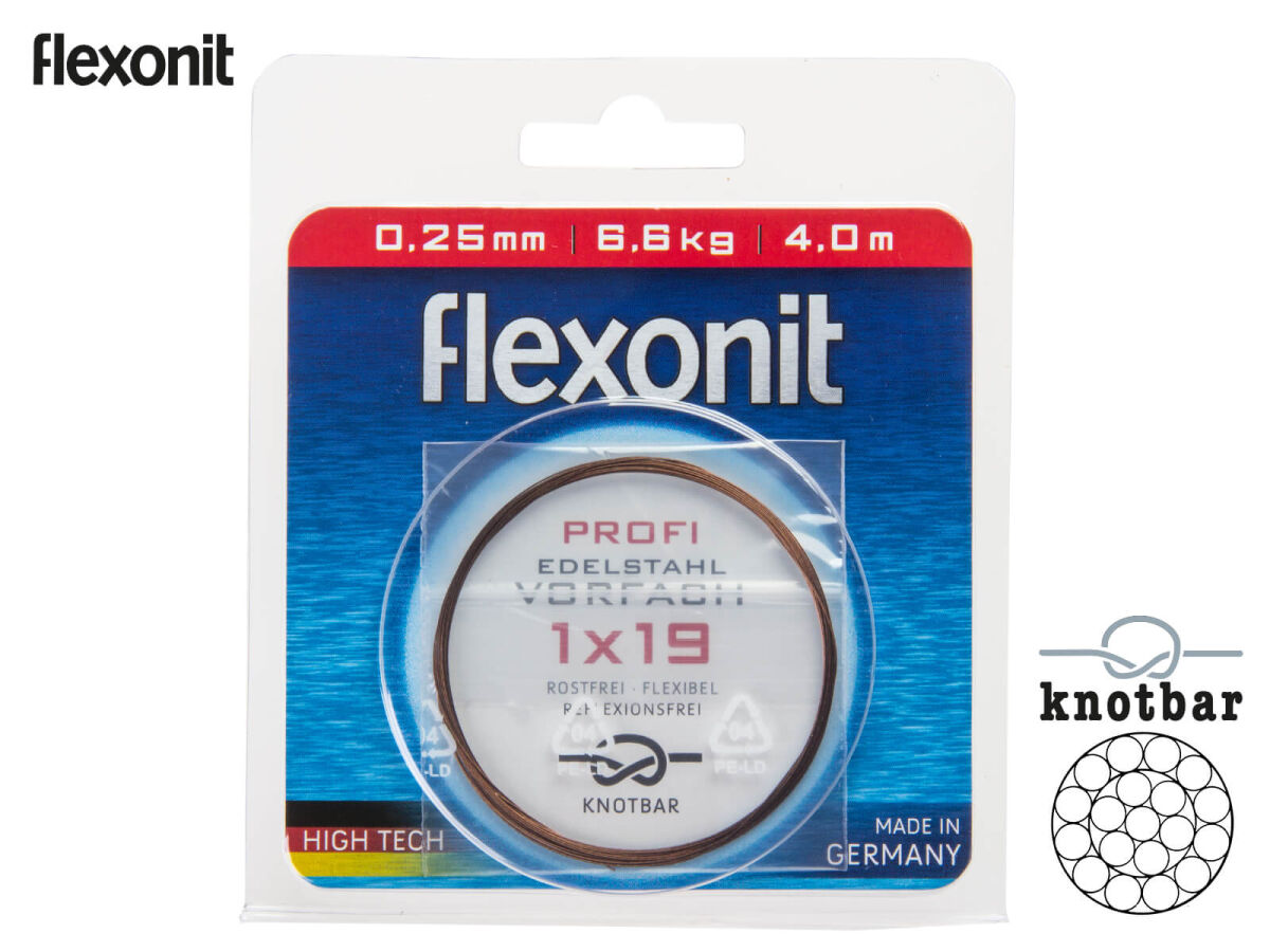 Flexonit Stahlvorfach 4 Meter - 1x19 Edelstahl Angelschnur