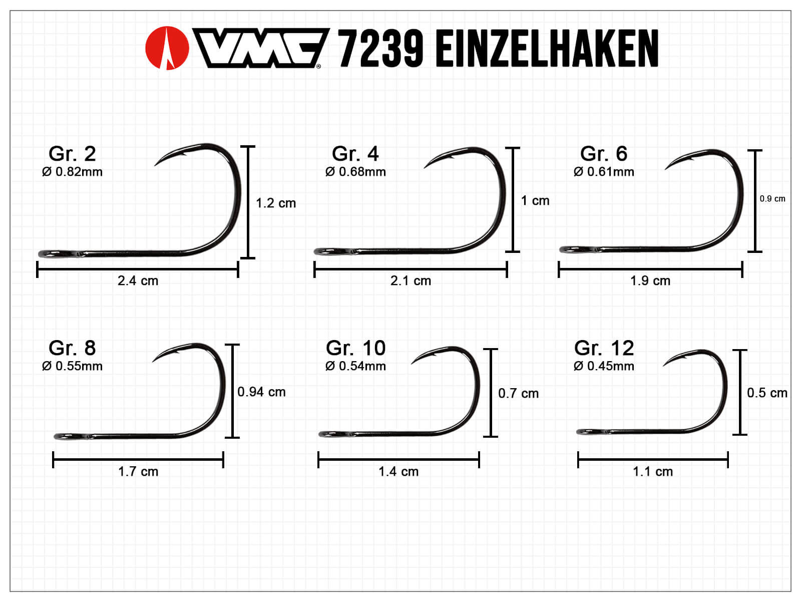 VMC single hooks for Spinner & Jigs (7239) - Size 2