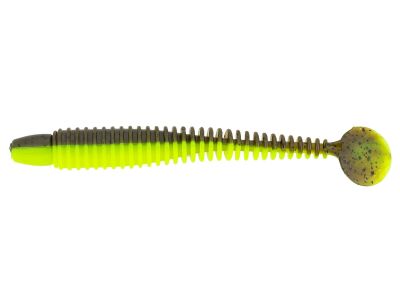 4" Swimming Ribster - Green Pumpkin / Chartreuse