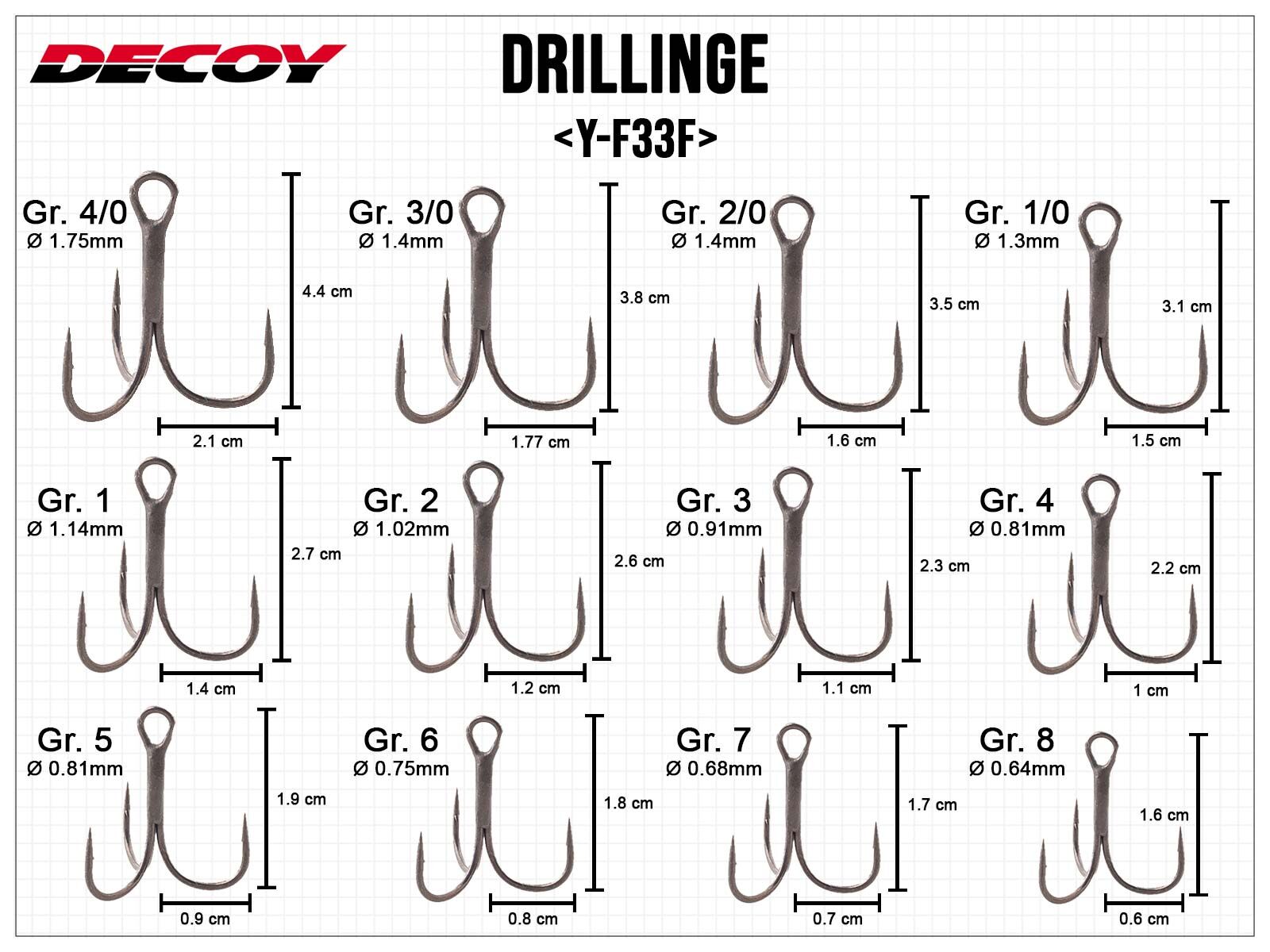 DECOY Y-F33F Trebles - Size 3/0