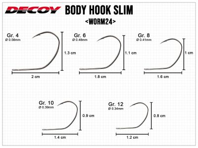 Worm24 Body Hook Slim - Size 12