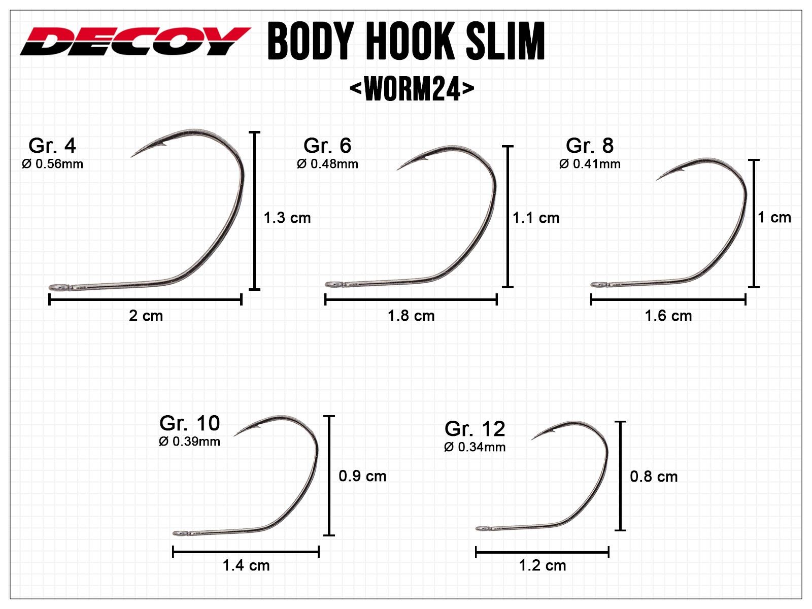 Worm24 Body Hook Slim - Size 10
