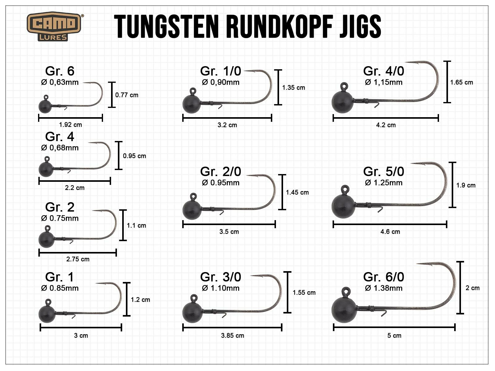 CAMO Tungsten Rundkopf Jig - Gr. 5/0 (21.0g)