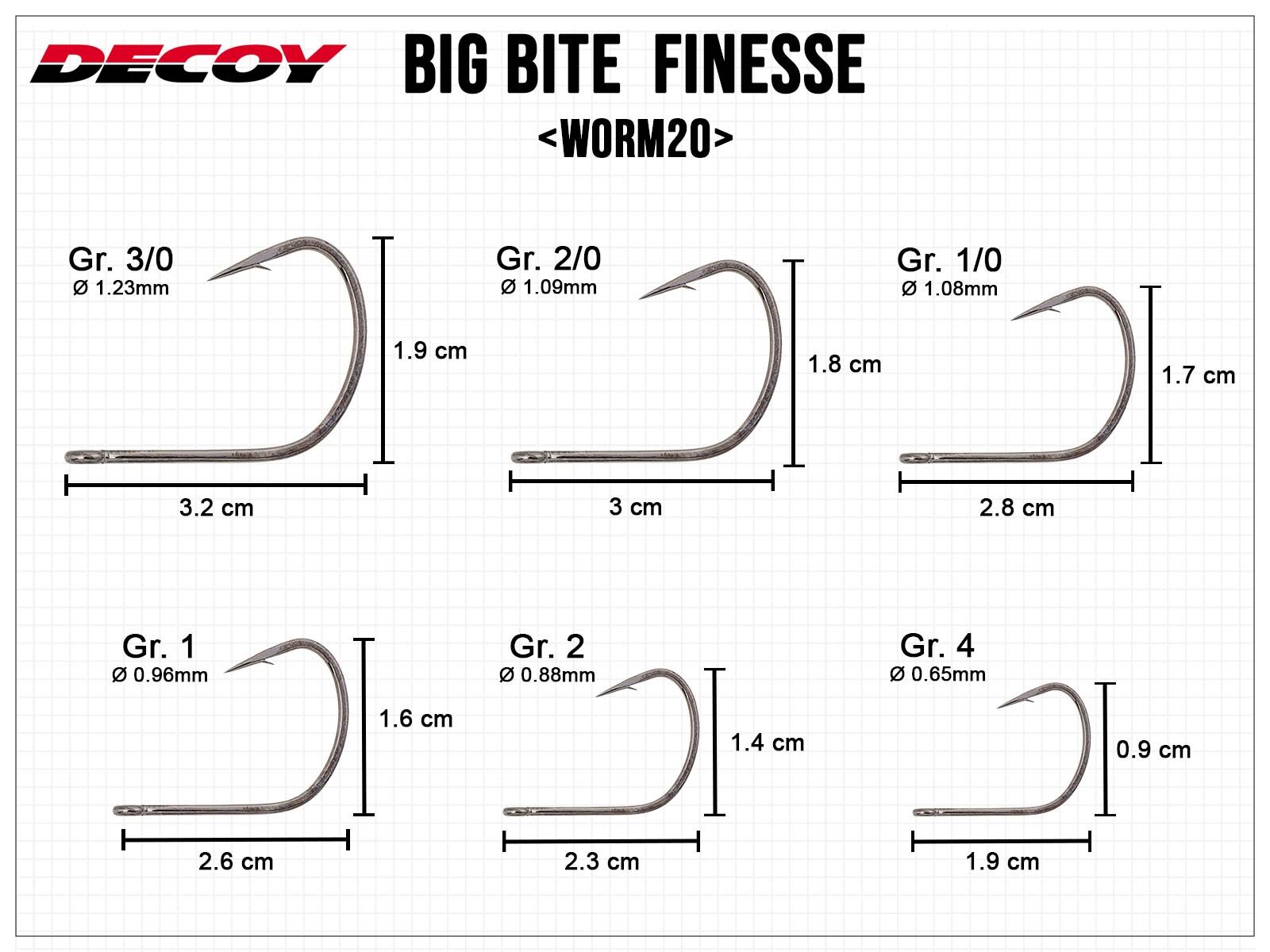 Big Bite Finesse Worm20 - Size 2/0