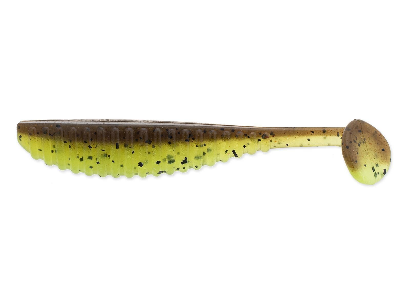 3.5" S-Cape Shad - Green Pumpkin / Chartreuse