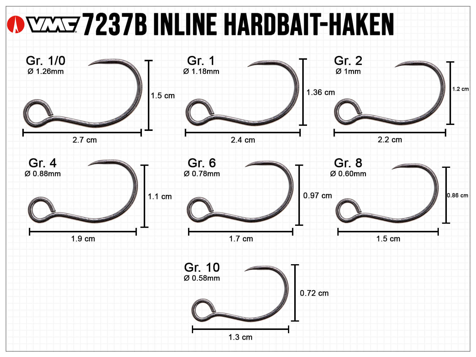 VMC Light Inline Haken (7237B) - Gr. 8