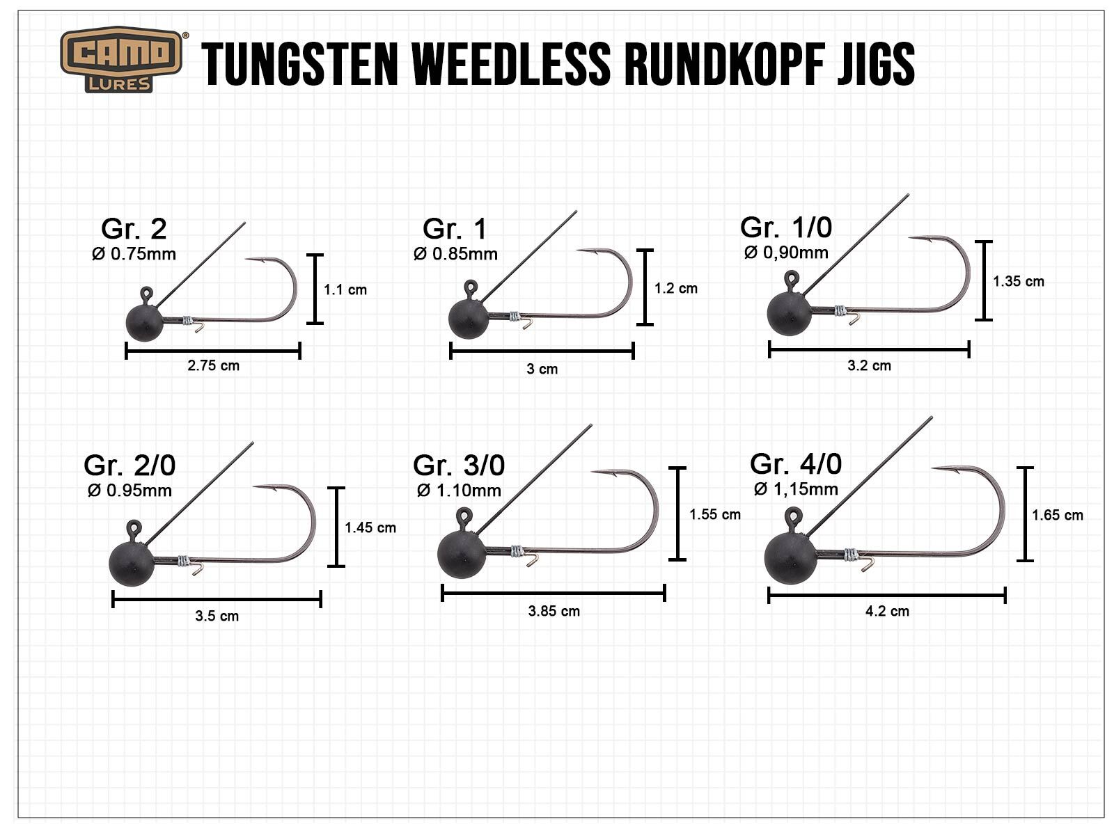 CAMO Tungsten Weedless Rundkopf Jig - Gr. 4/0 (5.25g)
