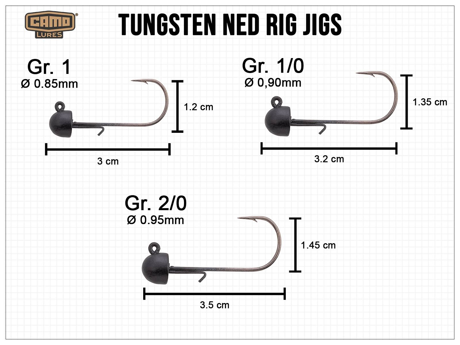 CAMO Tungsten Ned Rig Jig - Gr. 1 /0 (2.8g)