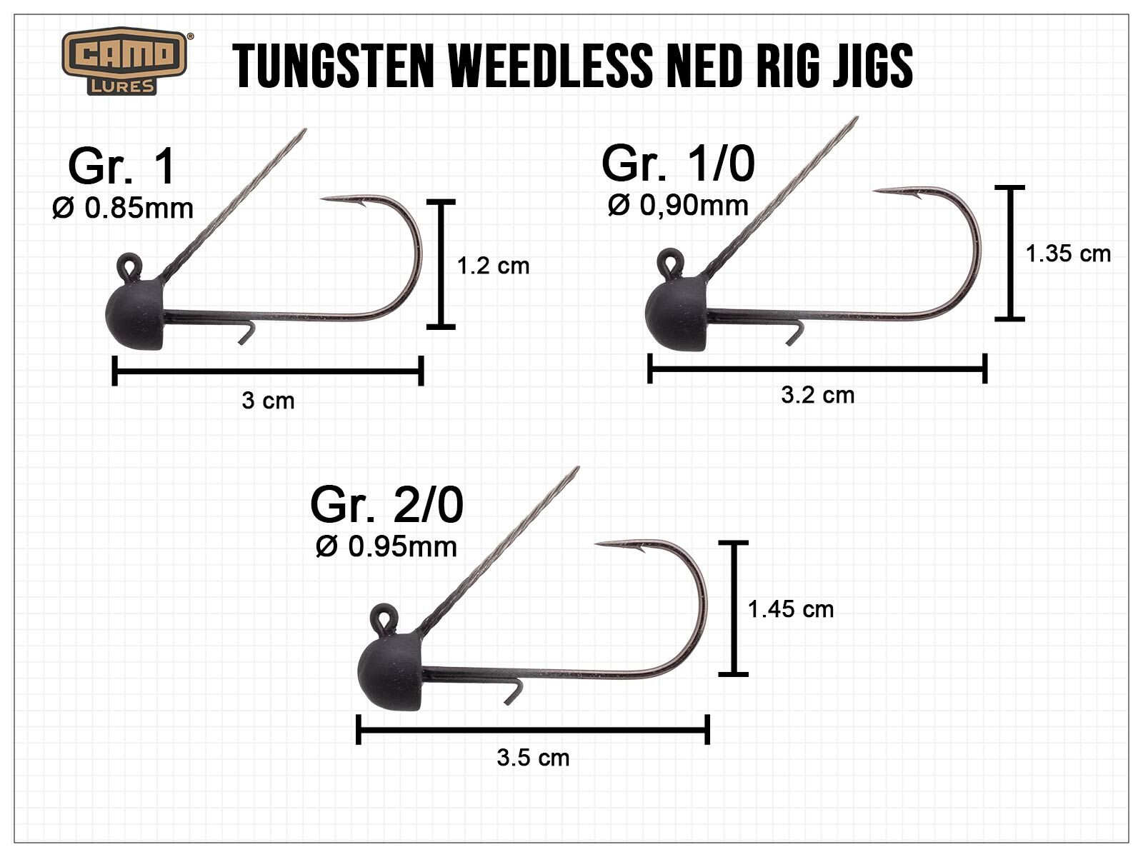 CAMO Tungsten Weedless Ned Jig - Size 1 (3.5g)