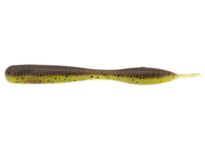 3.25" reins RND Fat Ned Worm - Green Pumpkin / Chartreuse