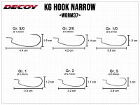 Kg Hook Narrow Worm37 - Size 3