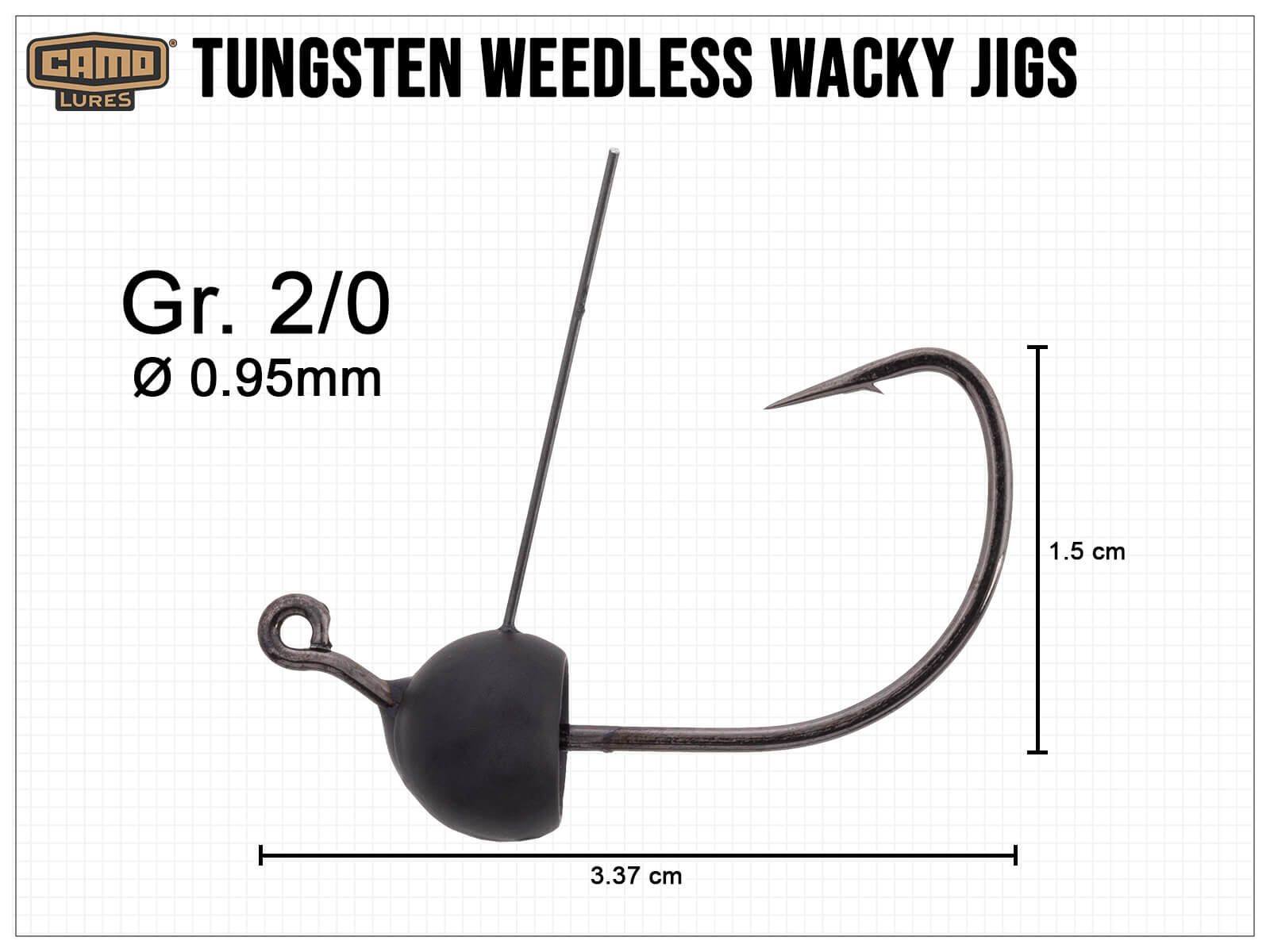 CAMO Tungsten Weedless Wacky Jigs - Gr. 2/0 (2.7g)