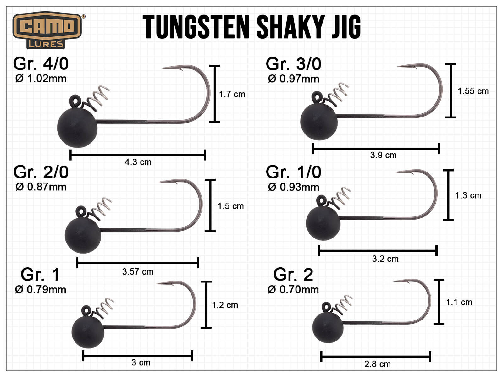CAMO Tungsten Shaky Jigs - Size 3/0 (10.5g)