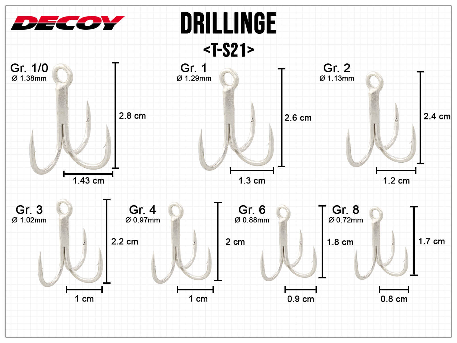 DECOY T-S21 Trebles - Size 8