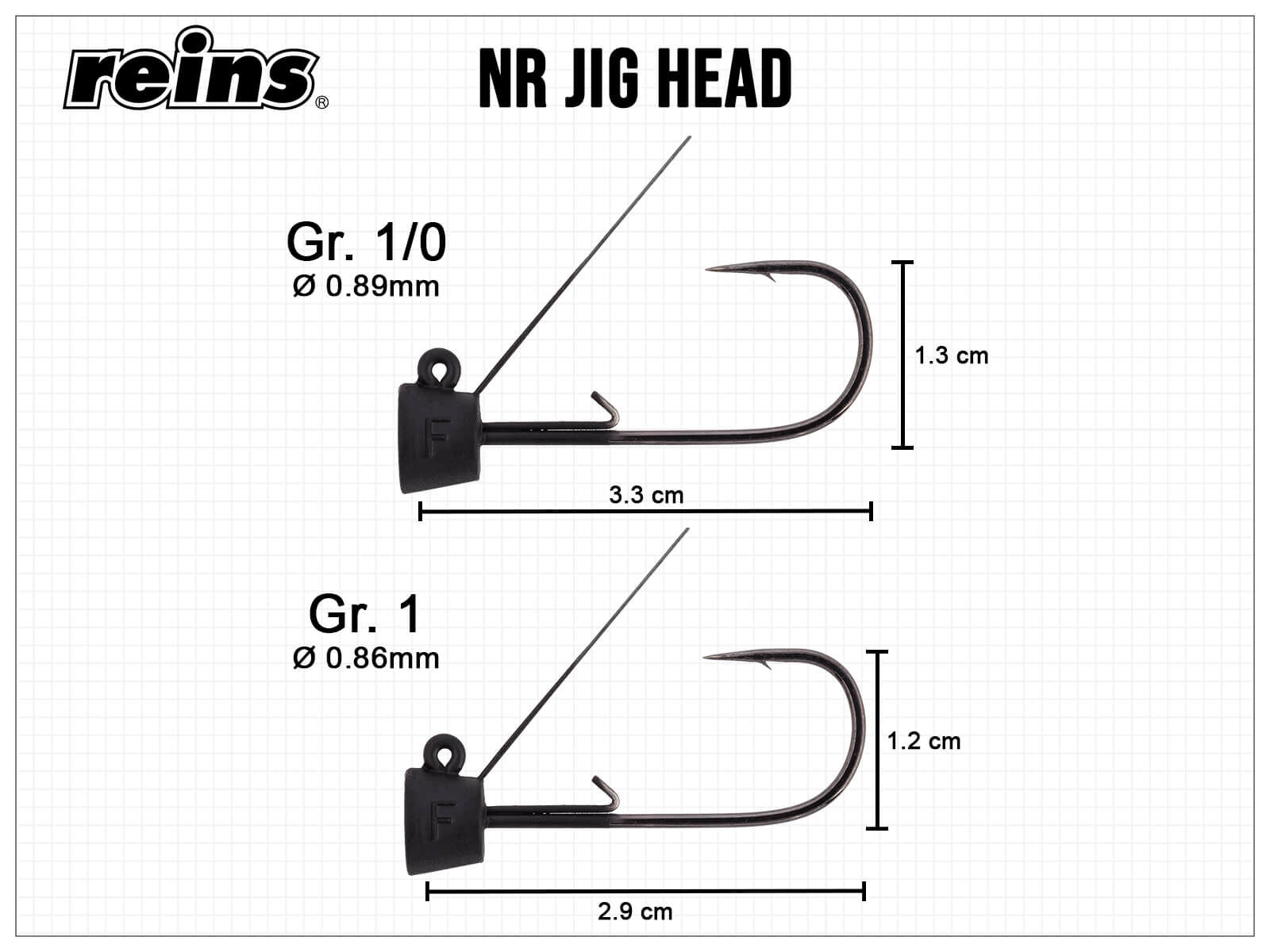 reins NR Jig Heads Guard Size 1/0 (2.7g )