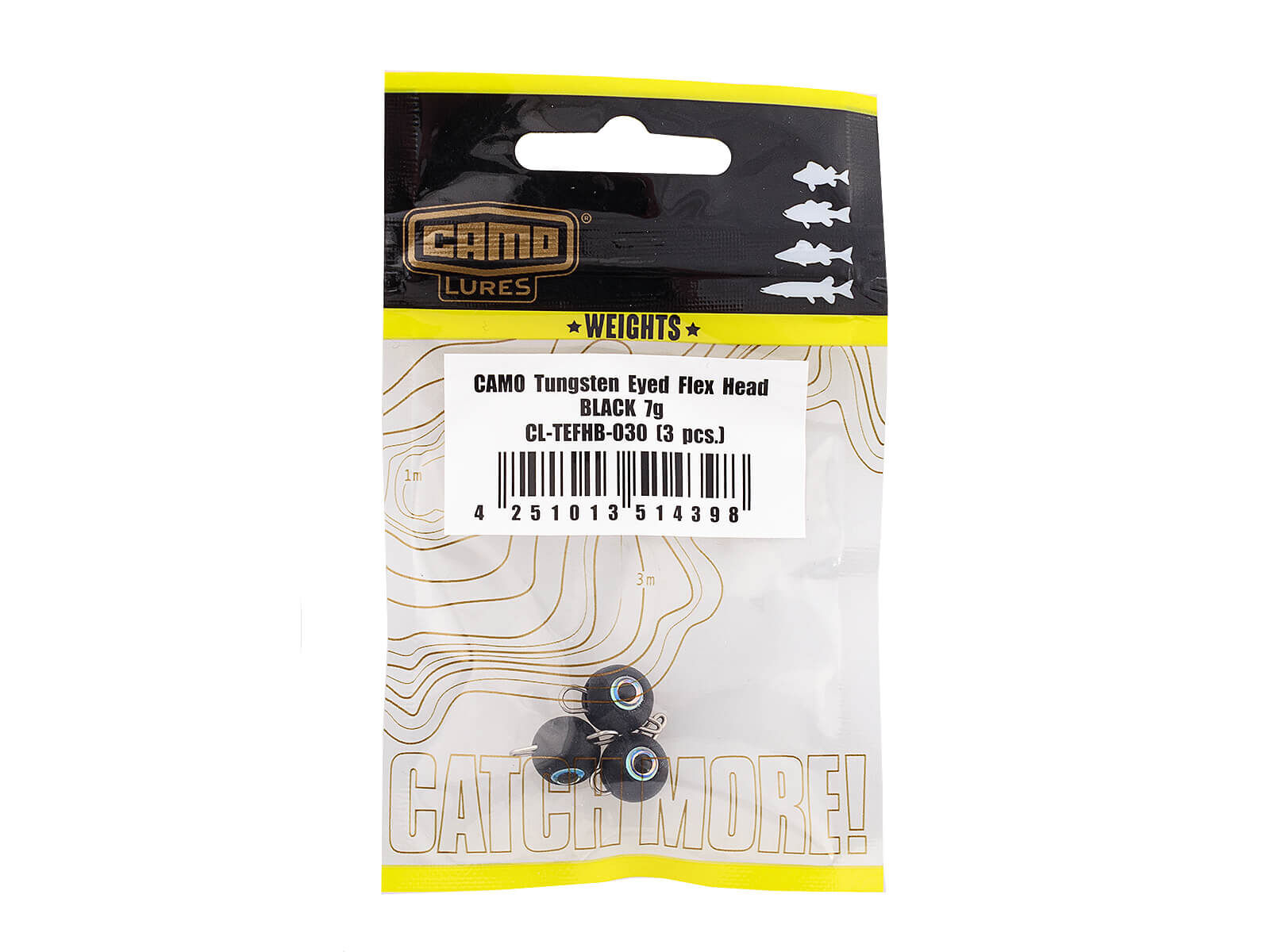 CAMO Tungsten Eyed Flex Head - BLACK 10g (2 Stk.)