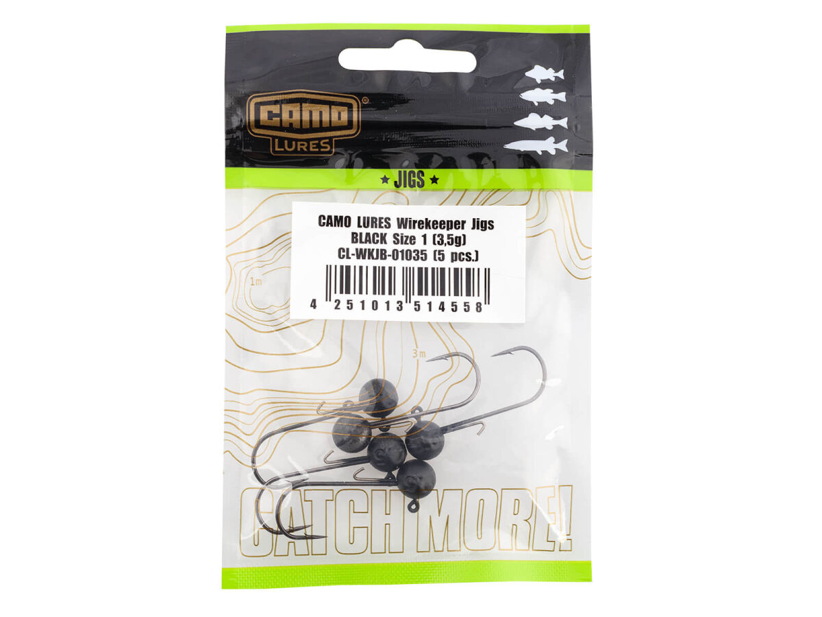 CAMO LURES Wirekeeper Jigs BLACK Size 1/0 (7g)