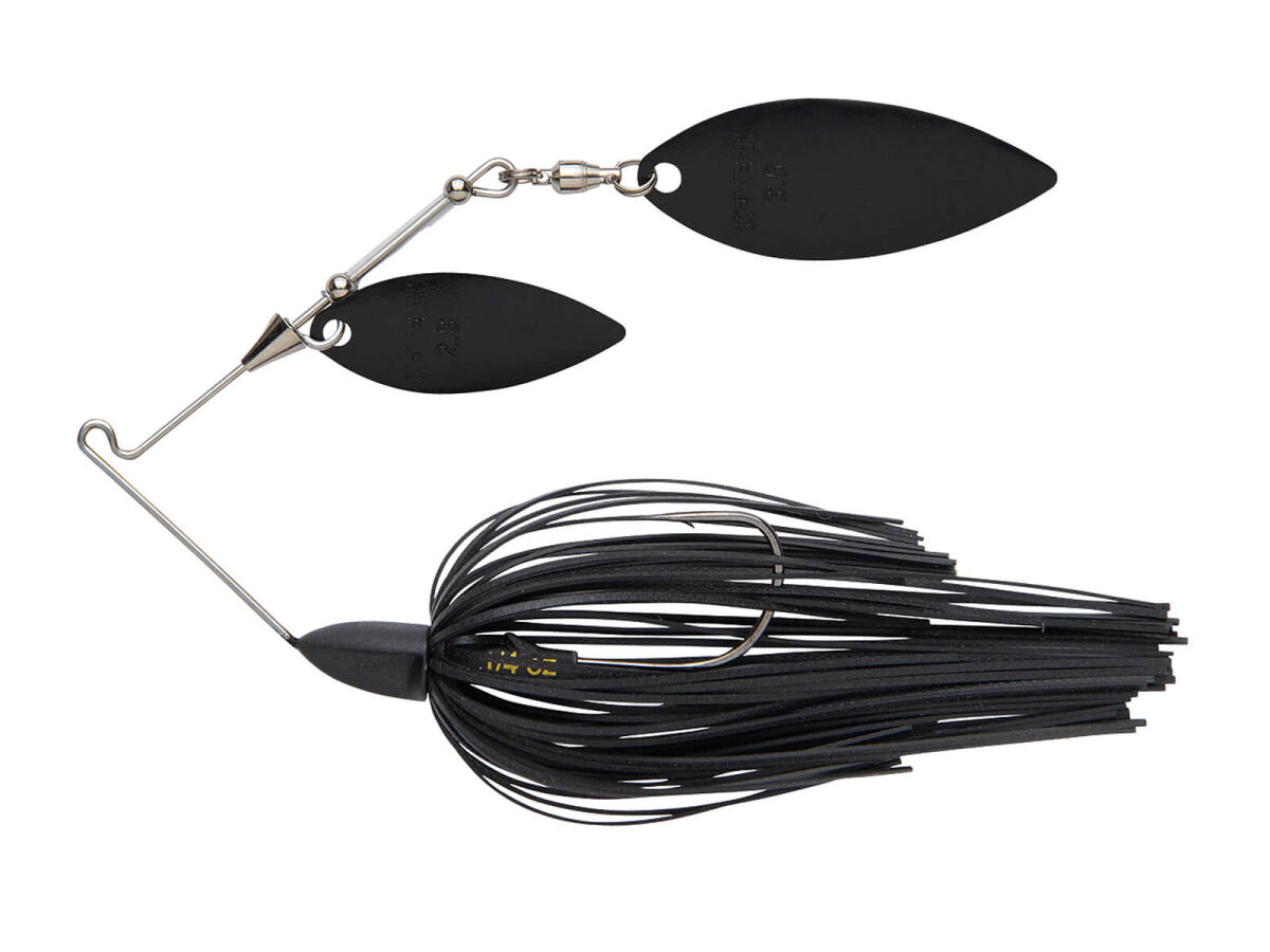 10.5g Baby Tee-Bone Spinnerbaits Double Willow (001) Black