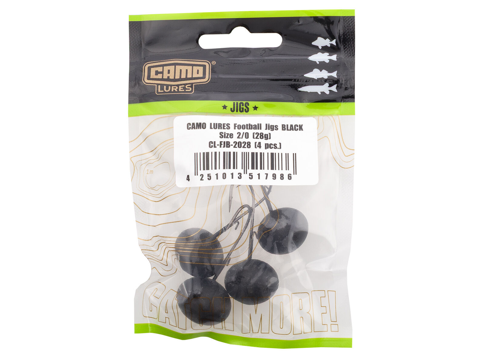 CAMO LURES Football Jigs BLACK Gr. 4/0 (28g)