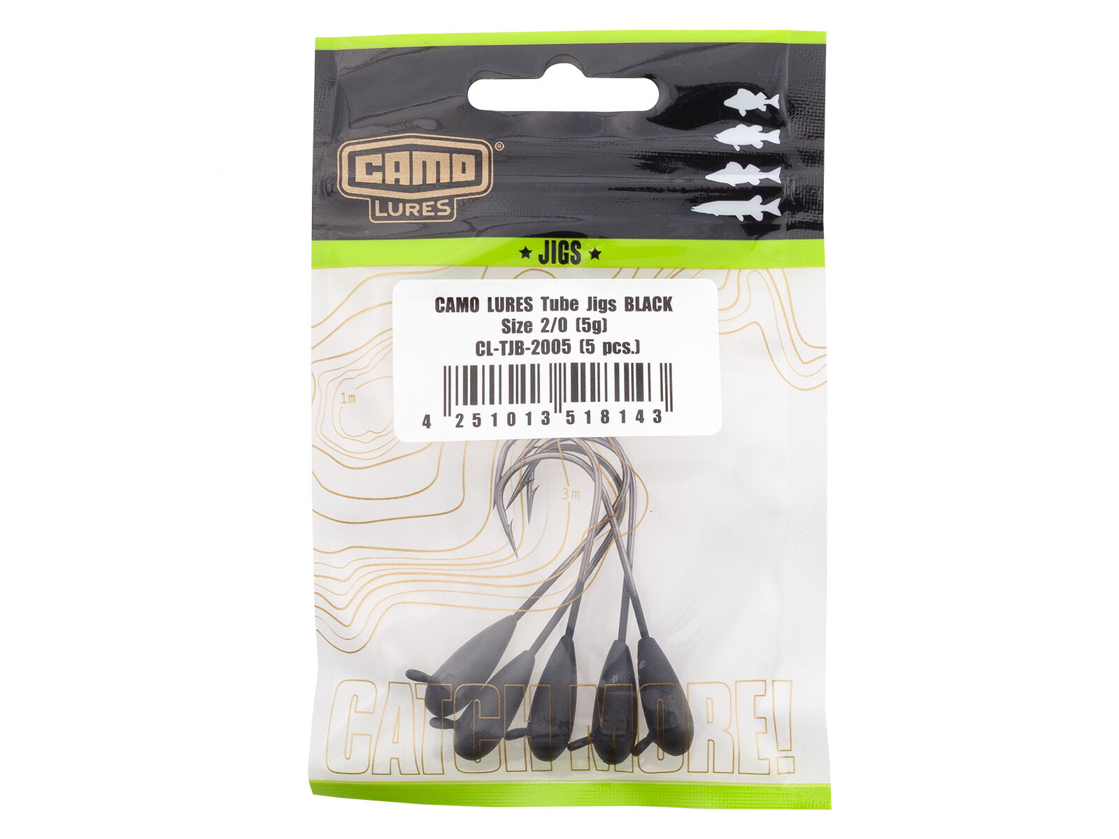 CAMO LURES Tube Jigs BLACK Gr. 1/0 (7g)